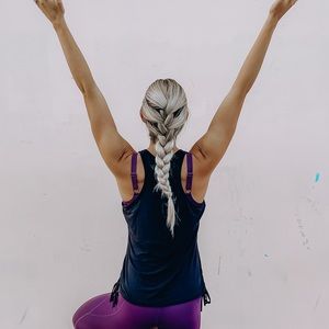 Black modal yoga workout tank with side ties